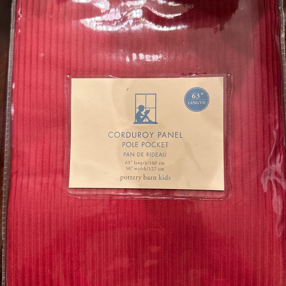 Pottery Barn Kids set of 4 panels Red Corduroy 63” lined Drapes